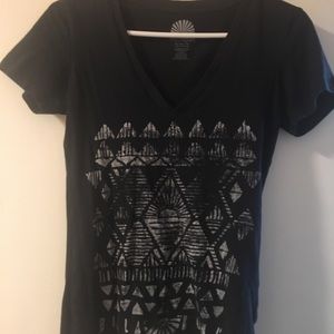 Black V-Neck Billabong Short Sleeve Shirt